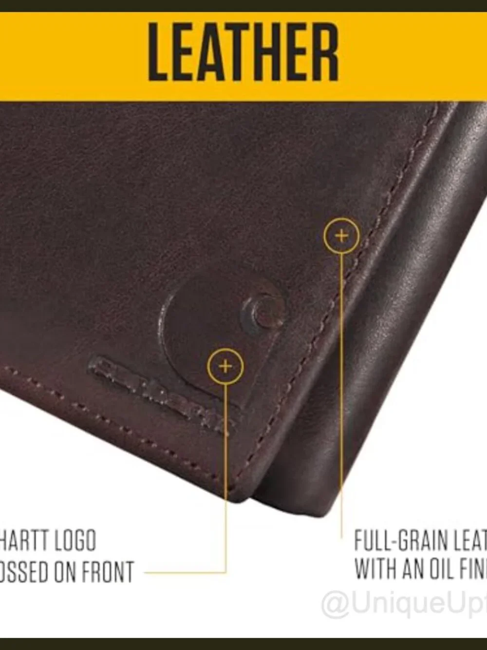 Carhartt Oil Tan Leather Trifold Wallet RFID Blocking Slim Bifold